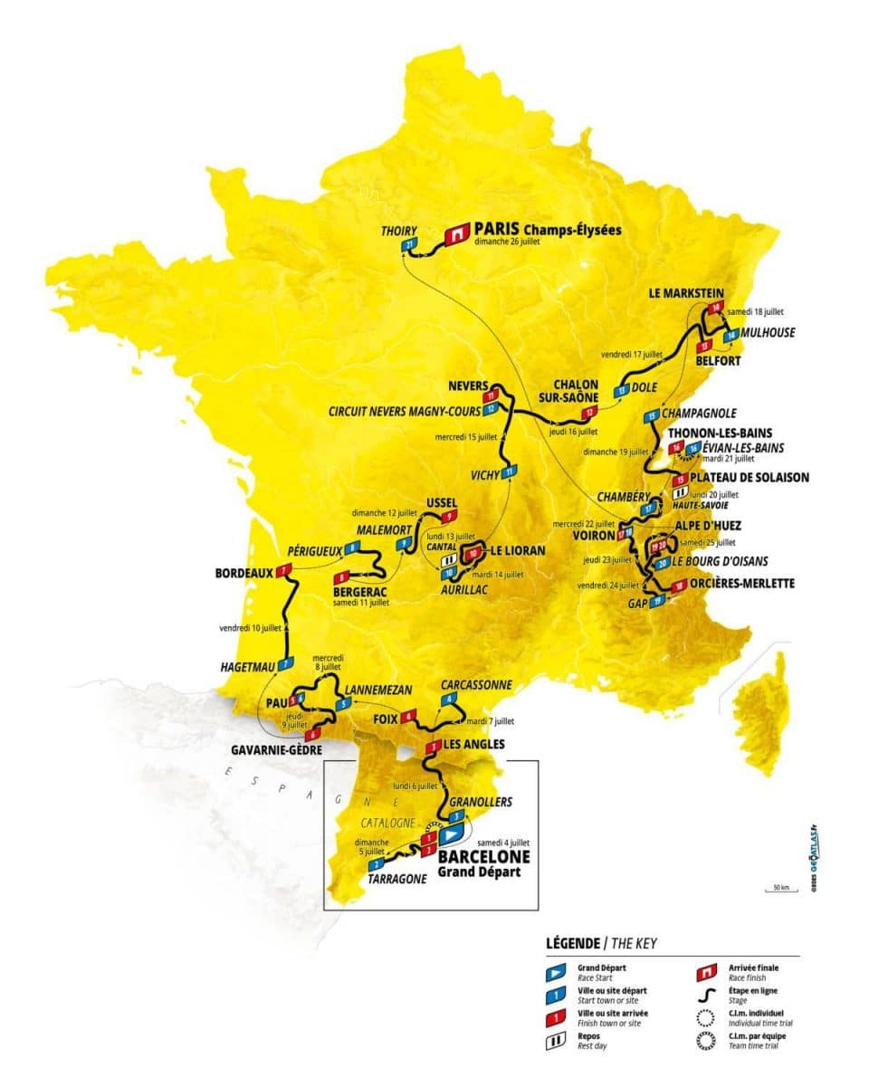 Mapa del Tour de Francia 2025